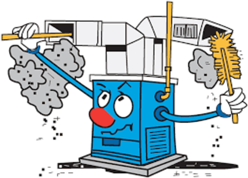 cartoon of furnace cleaning